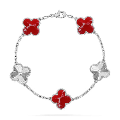 [Saipan]LUCKY CLOVER 5-MOTIF BRACELET - RED LARIMAR COLLECTION