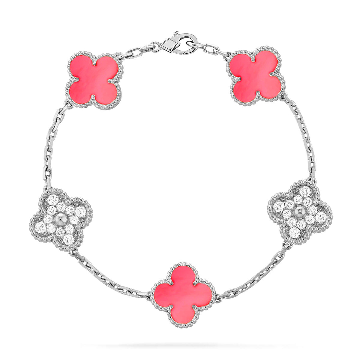 [Saipan]LUCKY CLOVER 5-MOTIF BRACELET - PINK MOTHER-OF-PEARL COLLECTION