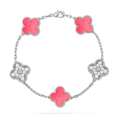 [Saipan]LUCKY CLOVER 5-MOTIF BRACELET - PINK MOTHER-OF-PEARL COLLECTION