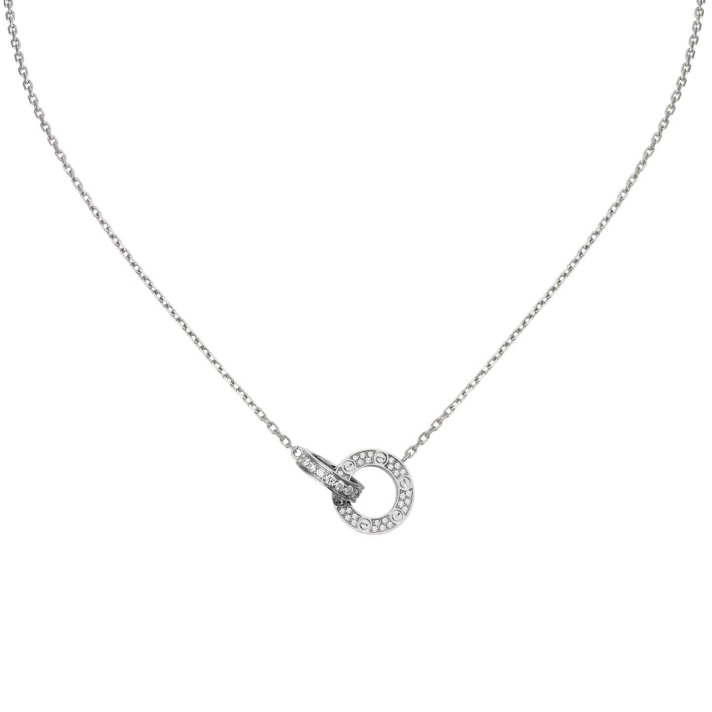 [Saipan]LOVE DOUBLE-RING PENDANT FULL-PAVÉ NECKLACE