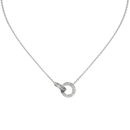 [Saipan]LOVE DOUBLE-RING PENDANT FULL-PAVÉ NECKLACE