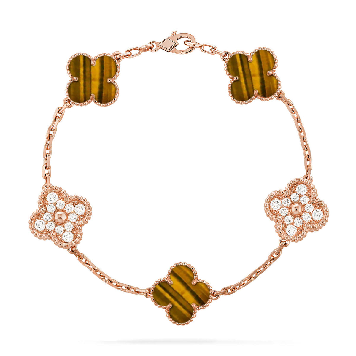 [Saipan]LUCKY CLOVER 5-MOTIF BRACELET -  TIGER’S EYE COLLECTION