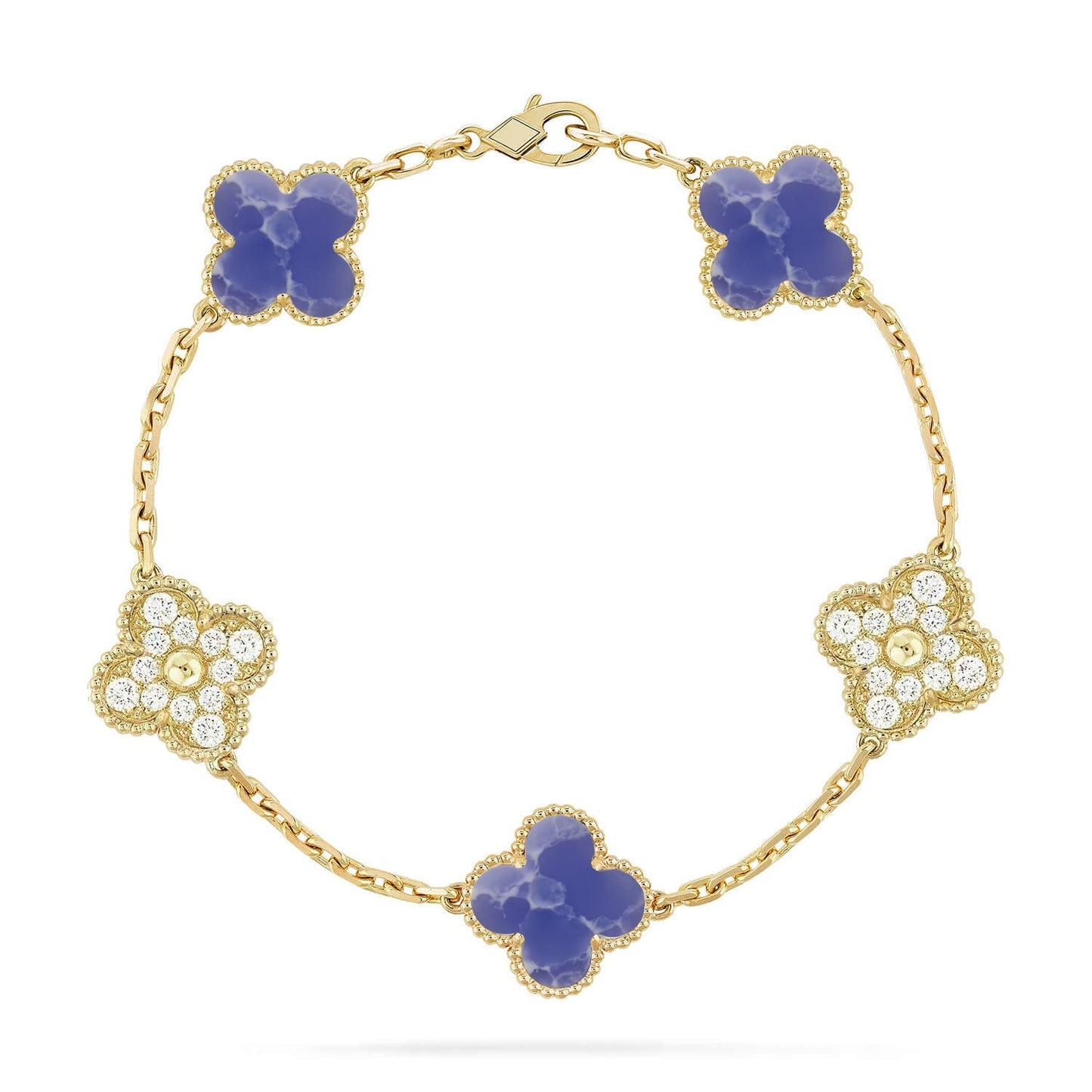 [Saipan]LUCKY CLOVER 5-MOTIF BRACELET - BLUE LARIMAR COLLECTION