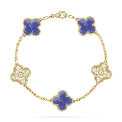 [Saipan]LUCKY CLOVER 5-MOTIF BRACELET - BLUE LARIMAR COLLECTION