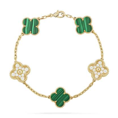 [Saipan]LUCKY CLOVER 5-MOTIF BRACELET - MALACHITE COLLECTION