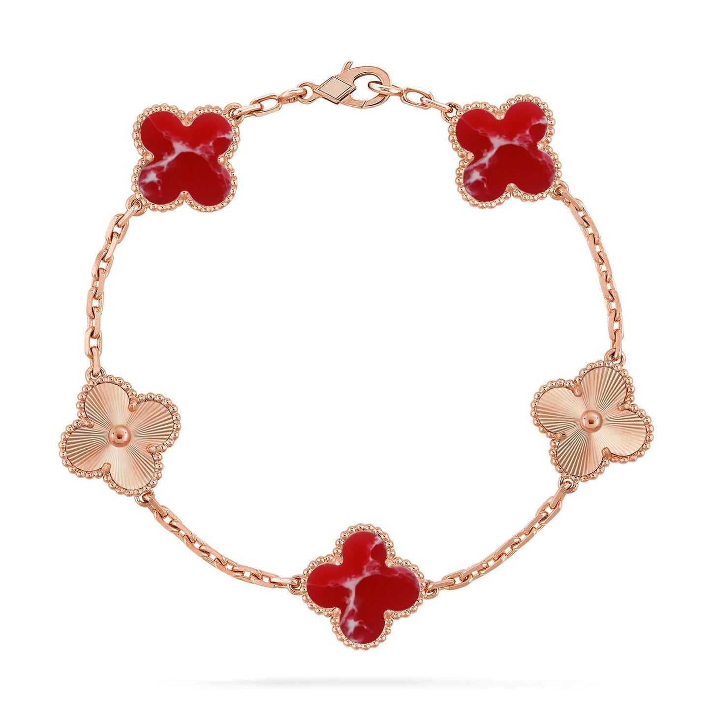 [Saipan]LUCKY CLOVER 5-MOTIF BRACELET - RED LARIMAR COLLECTION
