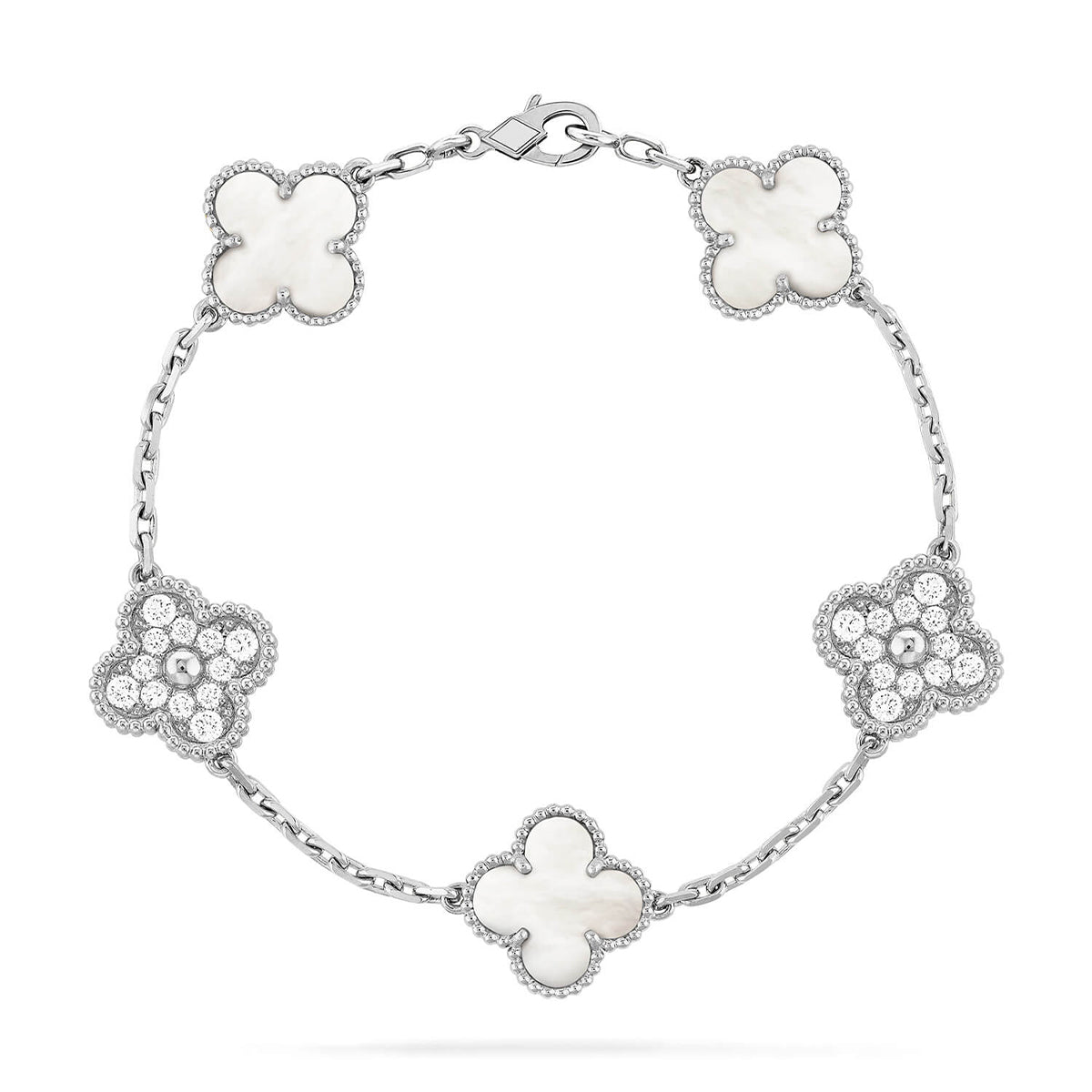[Saipan]LUCKY CLOVER 5-MOTIF BRACELET - WHITE MOTHER-OF-PEARL COLLECTION