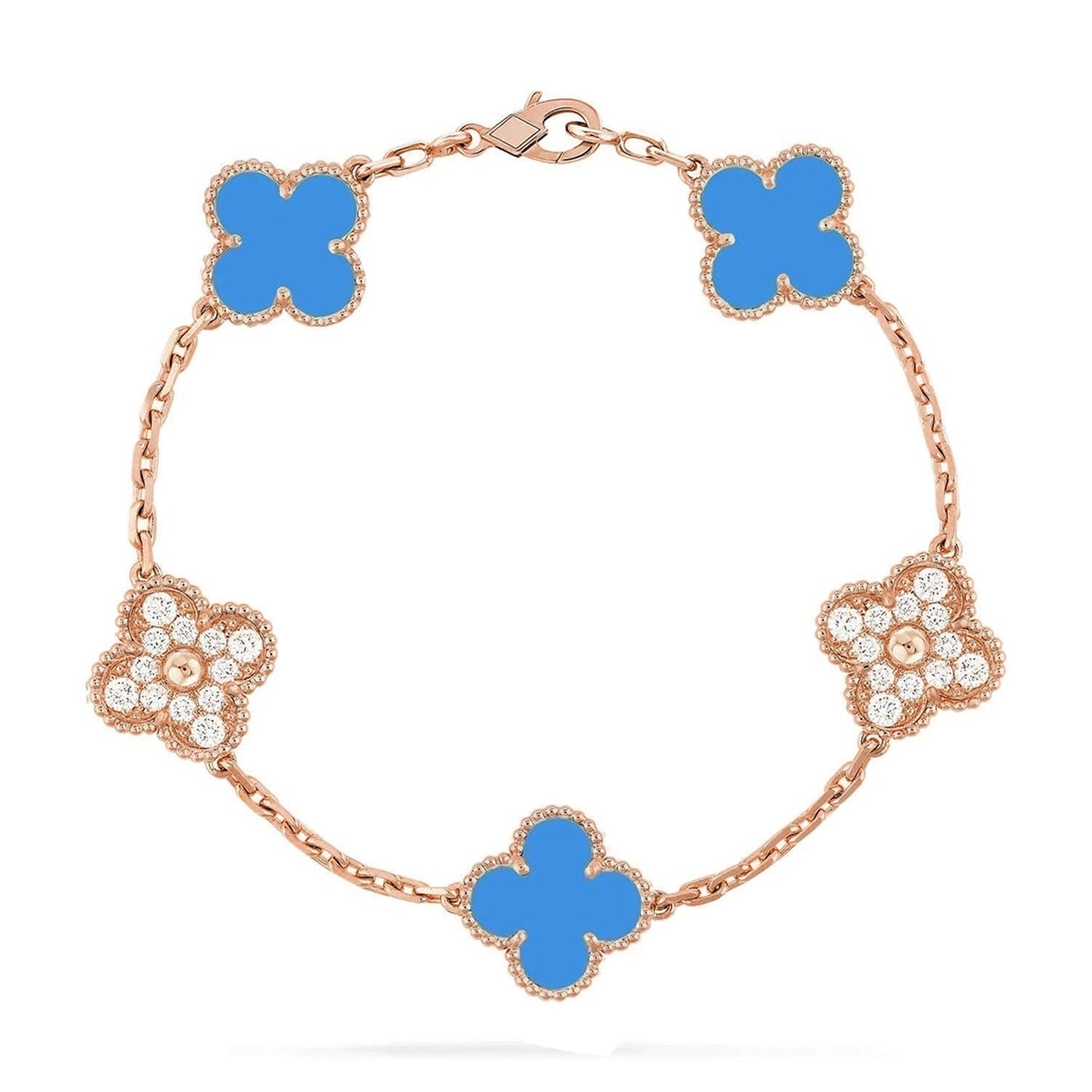 [Saipan]LUCKY CLOVER 5-MOTIF BRACELET - BLUE AGATE COLLECTION