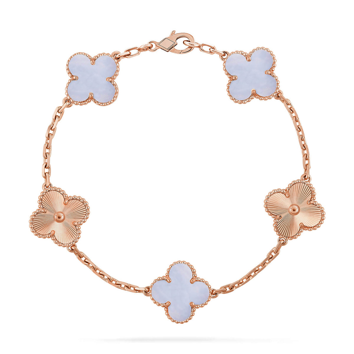 [Saipan]LUCKY CLOVER 5-MOTIF BRACELET - PURPLE CHALCEDONY COLLECTION