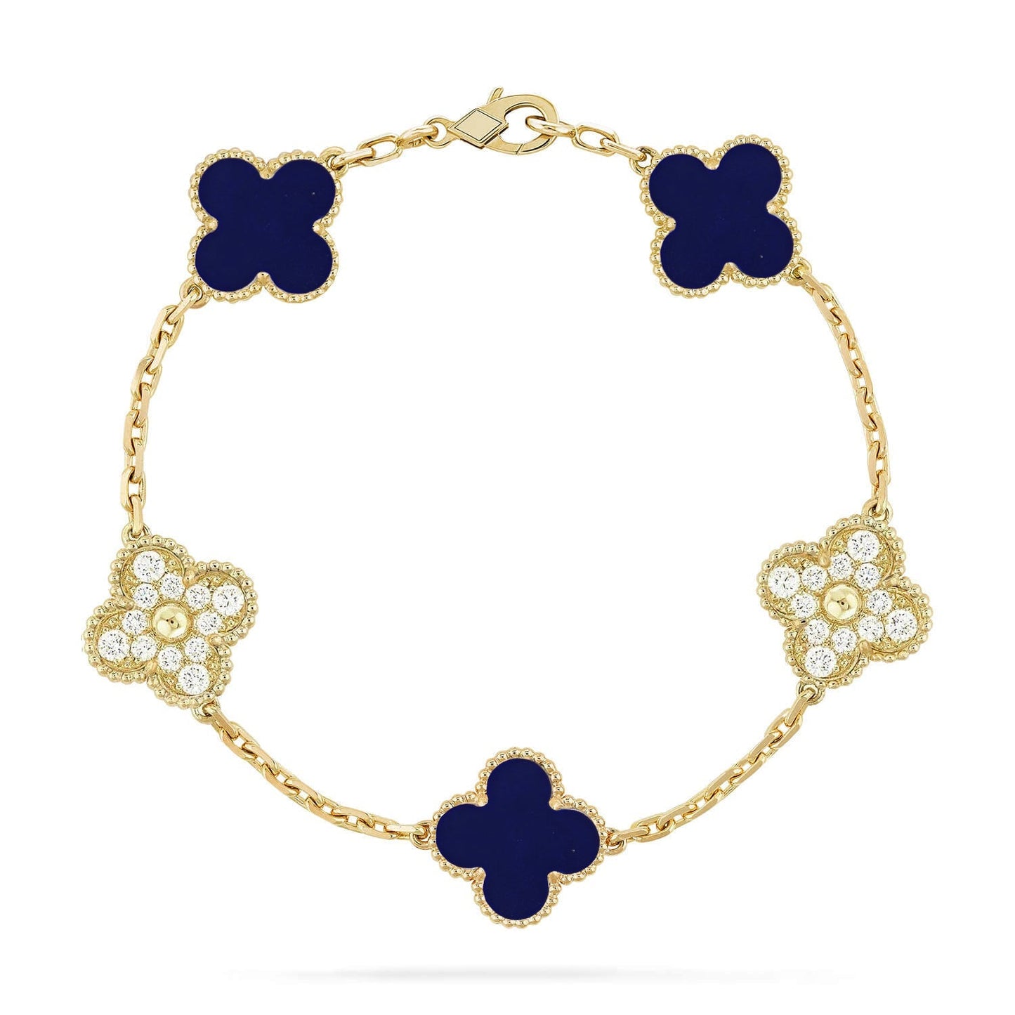 [Saipan]LUCKY CLOVER 5-MOTIF BRACELET - LAPIS LAZULI COLLECTION
