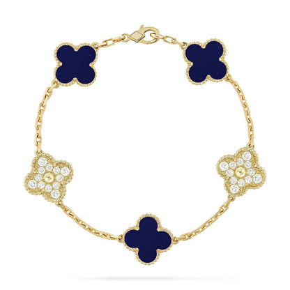 [Saipan]LUCKY CLOVER 5-MOTIF BRACELET - LAPIS LAZULI COLLECTION