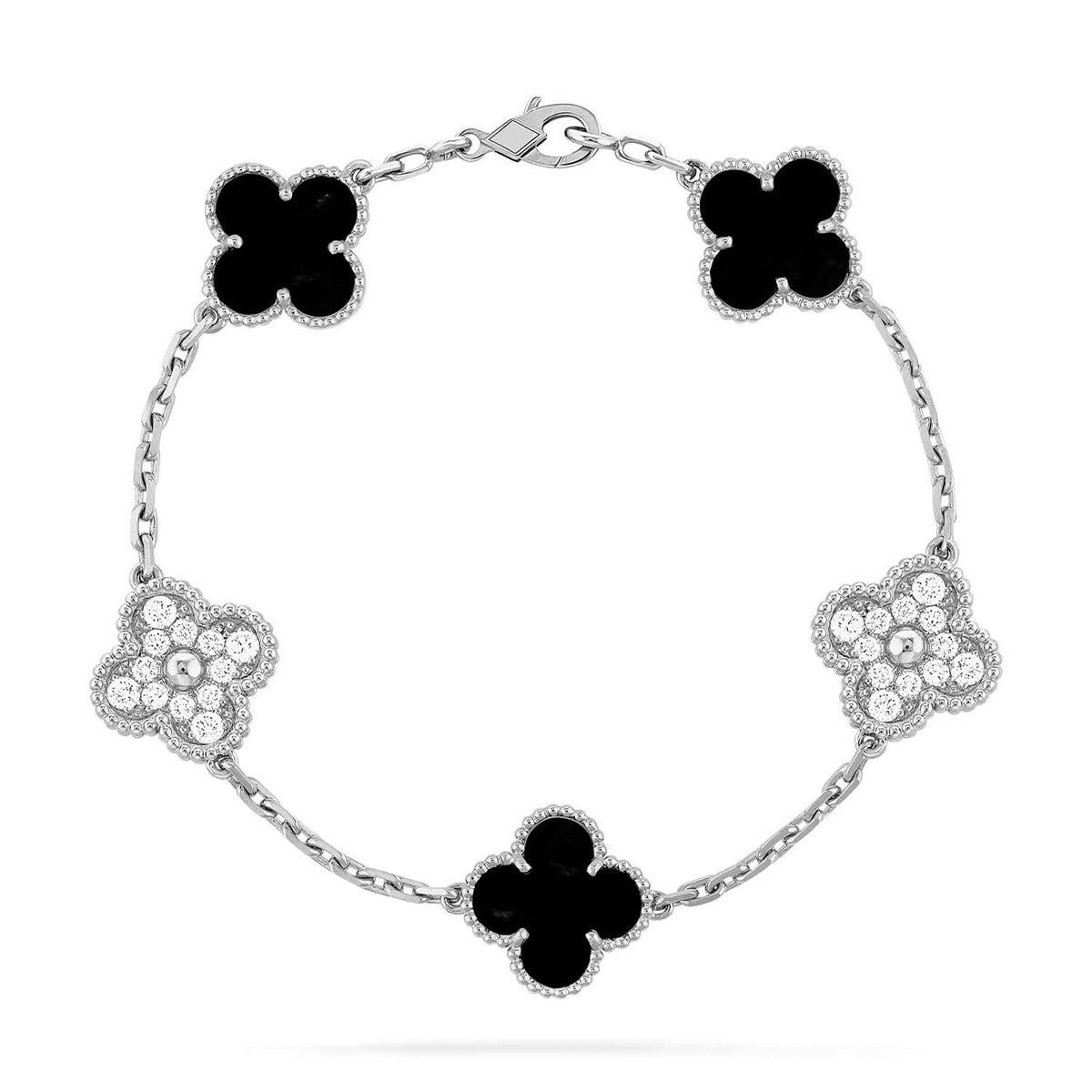 [Saipan]LUCKY CLOVER 5-MOTIF BRACELET - BLACK OXNY COLLECTION