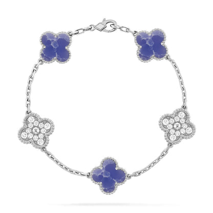 [Saipan]LUCKY CLOVER 5-MOTIF BRACELET - BLUE LARIMAR COLLECTION