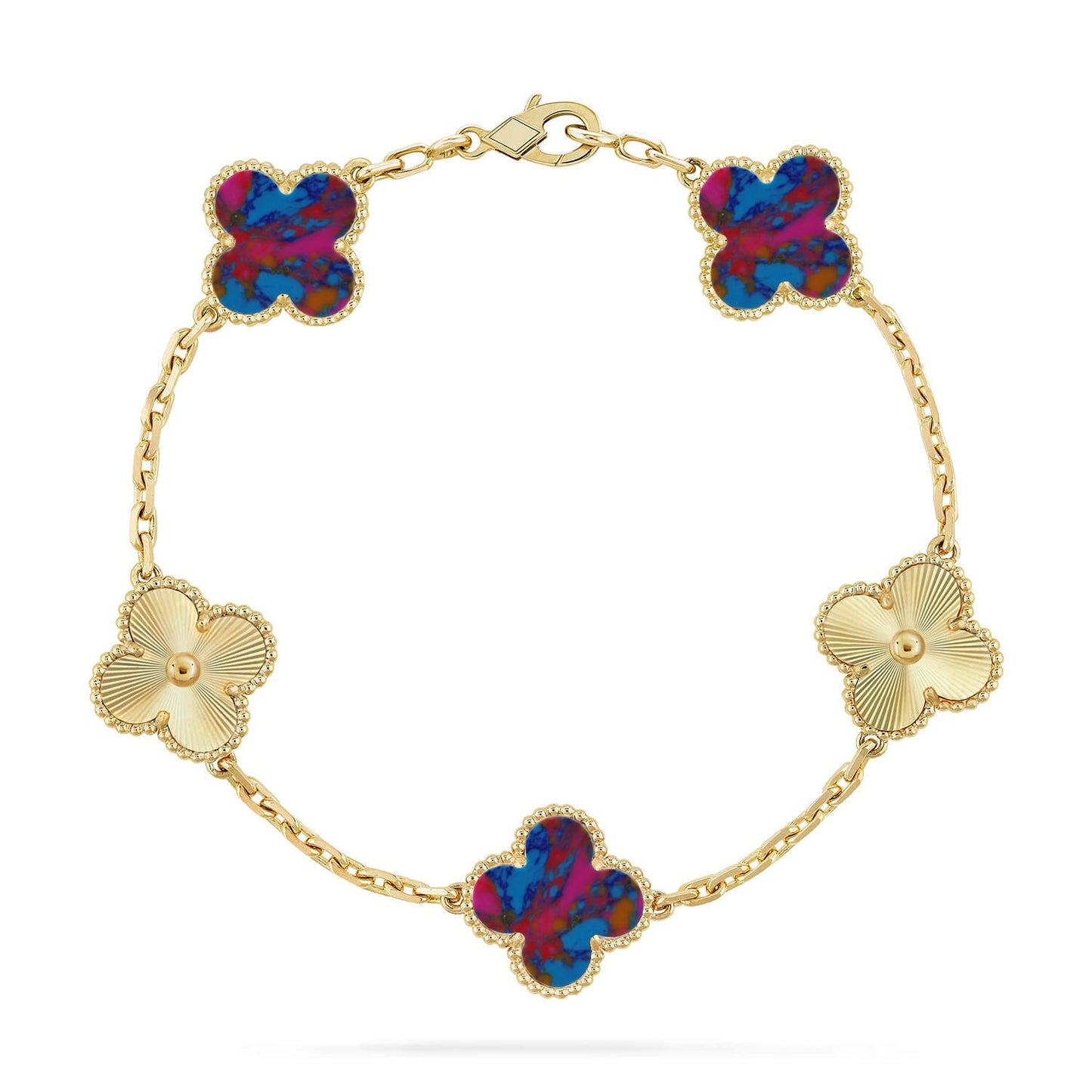 [Saipan]LUCKY CLOVER 5-MOTIF BRACELET - MULTI-GEM COLLECTION