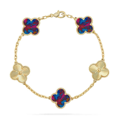 [Saipan]LUCKY CLOVER 5-MOTIF BRACELET - MULTI-GEM COLLECTION