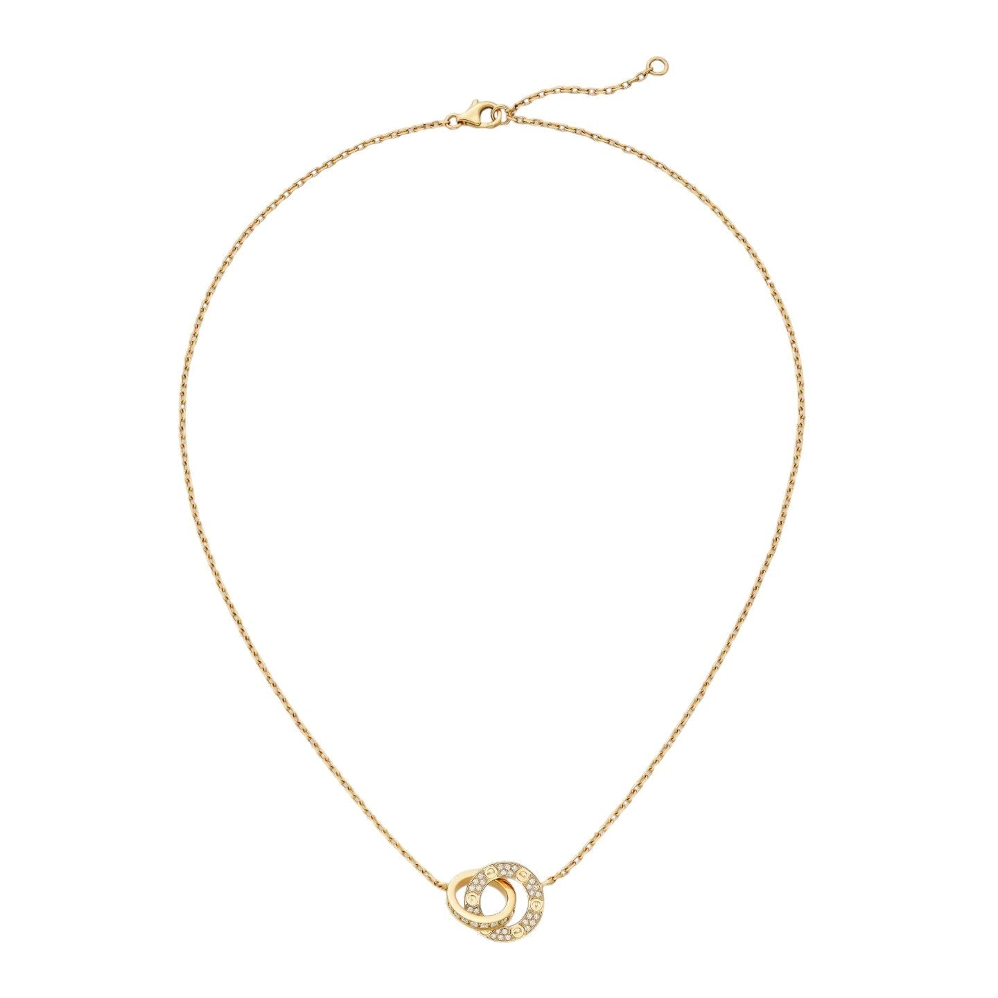 [Saipan]LOVE DOUBLE-RING PENDANT FULL-PAVÉ NECKLACE