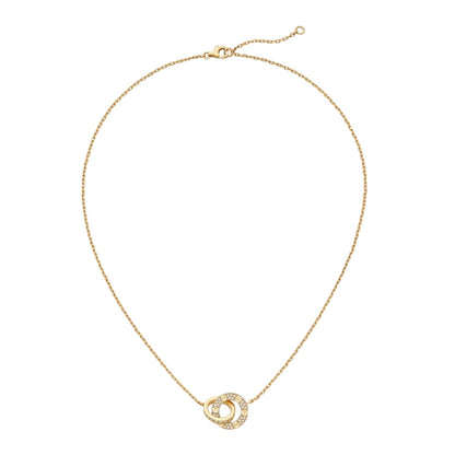 [Saipan]LOVE DOUBLE-RING PENDANT FULL-PAVÉ NECKLACE