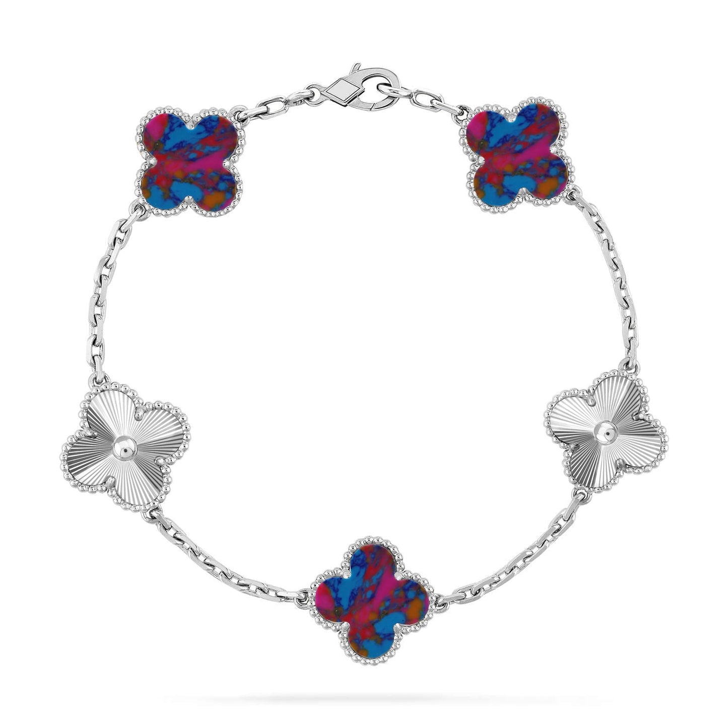 [Saipan]LUCKY CLOVER 5-MOTIF BRACELET - MULTI-GEM COLLECTION
