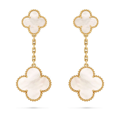 [Saipan]CLOVER DUAL-MOTIF STATEMENT STUD EARRINGS - DOUBLE-CHARM COLLECTION