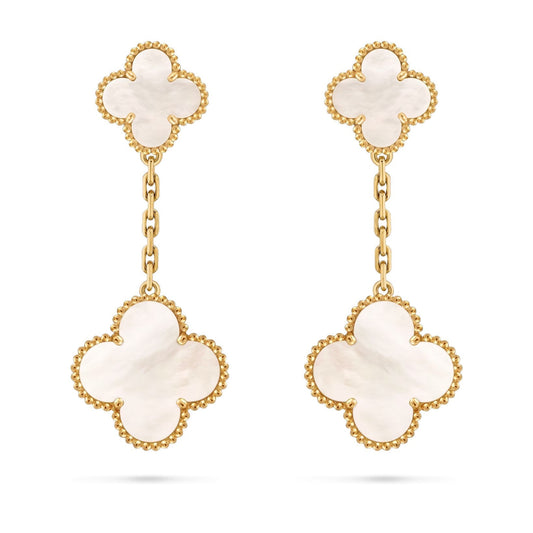 [Saipan]CLOVER DUAL-MOTIF STATEMENT STUD EARRINGS - DOUBLE-CHARM COLLECTION