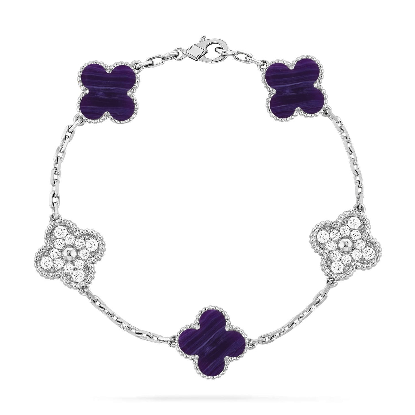 [Saipan]LUCKY CLOVER 5-MOTIF BRACELET - CHAROITE COLLECTION