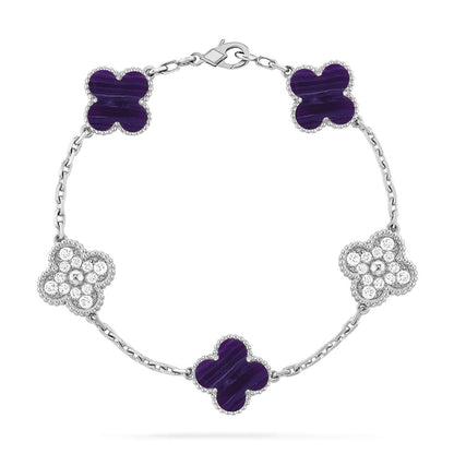 [Saipan]LUCKY CLOVER 5-MOTIF BRACELET - CHAROITE COLLECTION