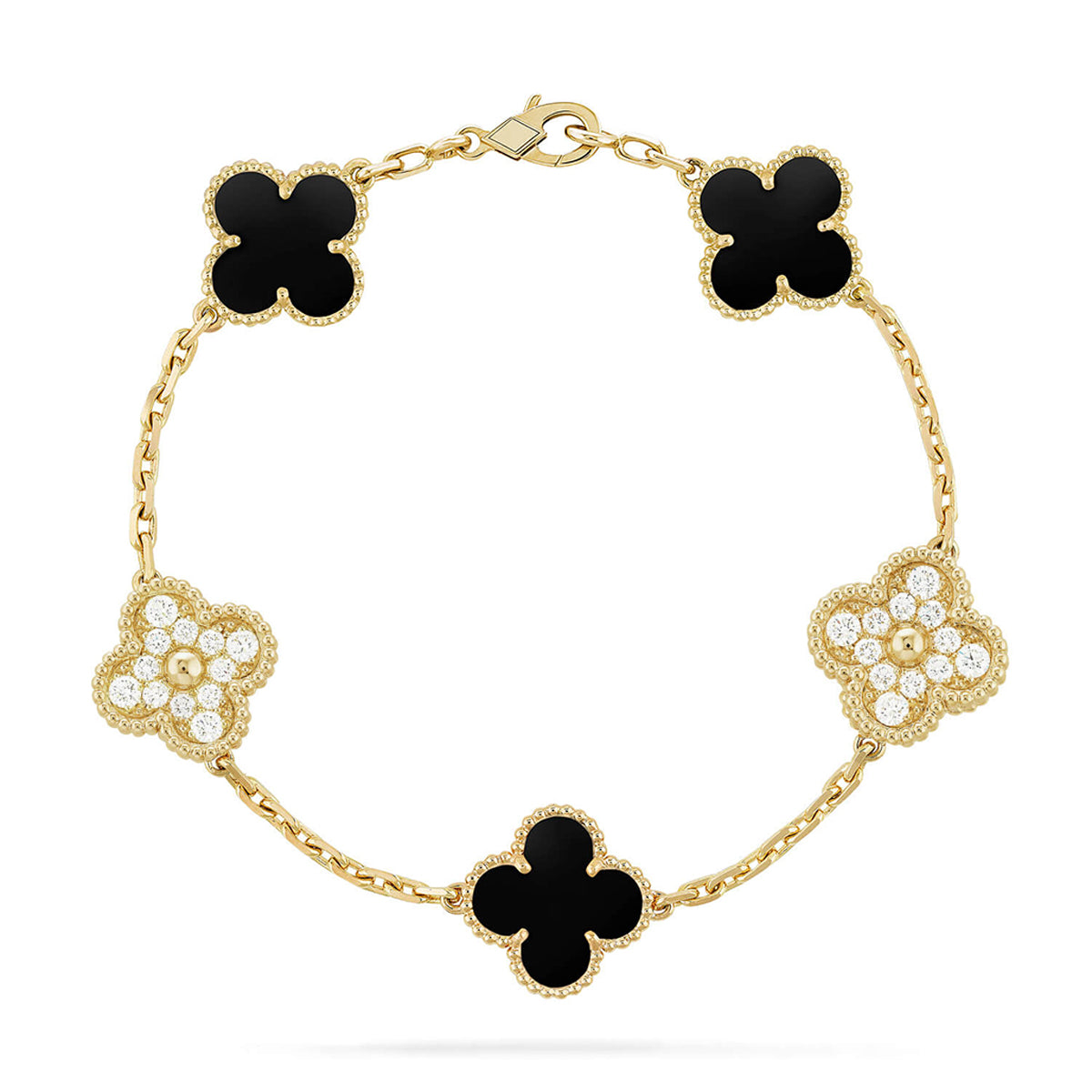 [Saipan]LUCKY CLOVER 5-MOTIF BRACELET - BLACK OXNY COLLECTION
