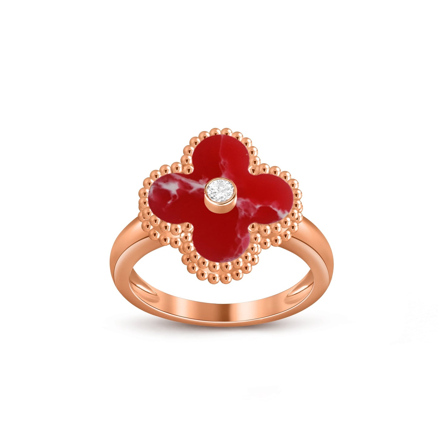 [Saipan]LUCKY CLOVER DIAMOND-ACCENT ROSE GOLD RING COLLECTION