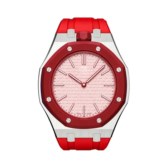 [Saipan]OAK POP ORANGE-RED STEEL SILICONE STRAP