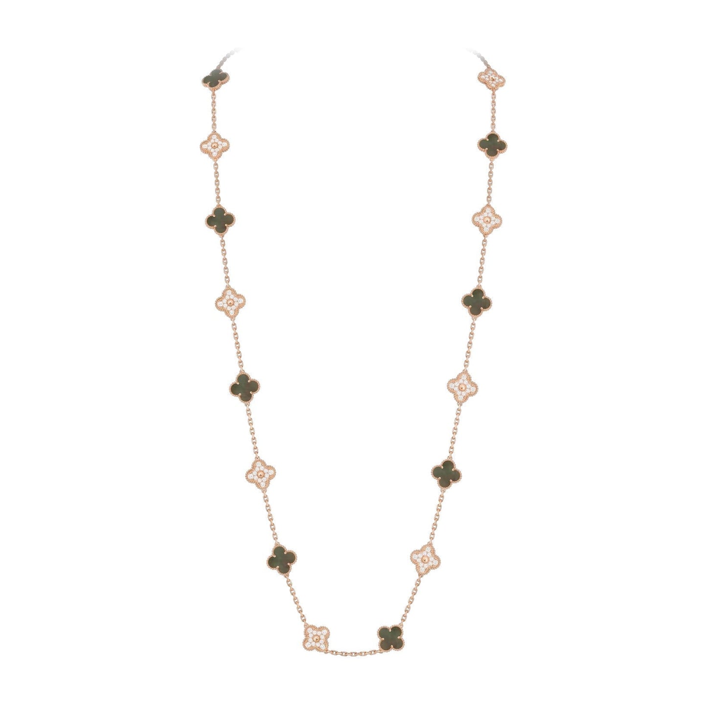 [Saipan]CLASSIC 20-MOTIF LUCKY CLOVER LONG NECKLACE ROSE GOLD COLLECTION