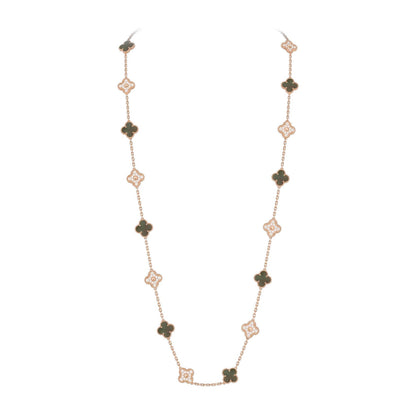 [Saipan]CLASSIC 20-MOTIF LUCKY CLOVER LONG NECKLACE ROSE GOLD COLLECTION