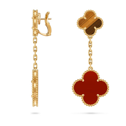 [Saipan]CLOVER DUAL-MOTIF STATEMENT STUD EARRINGS - DOUBLE-CHARM COLLECTION