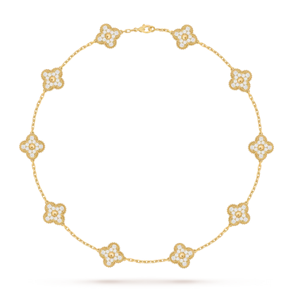 [Saipan]CLASSIC LUCKY 10-MOTIF CLOVER NECKLACE GOLD COLLECTION