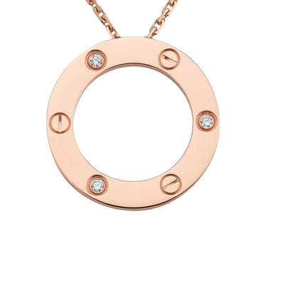 [Saipan]LOVE LARGE CIRCULAR PENDANT 3-DIAMOND NECKLACE