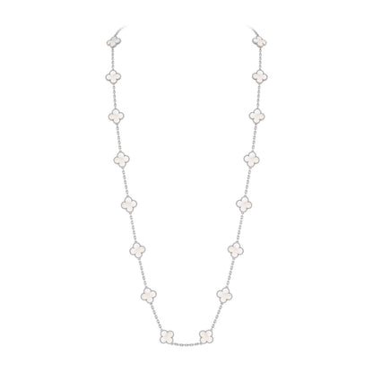 [Saipan]CLASSIC 20-MOTIF LUCKY CLOVER LONG NECKLACE WHITE GOLD COLLECTION
