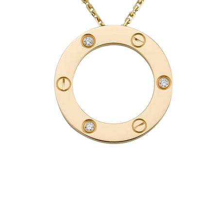 [Saipan]LOVE LARGE CIRCULAR PENDANT 3-DIAMOND NECKLACE