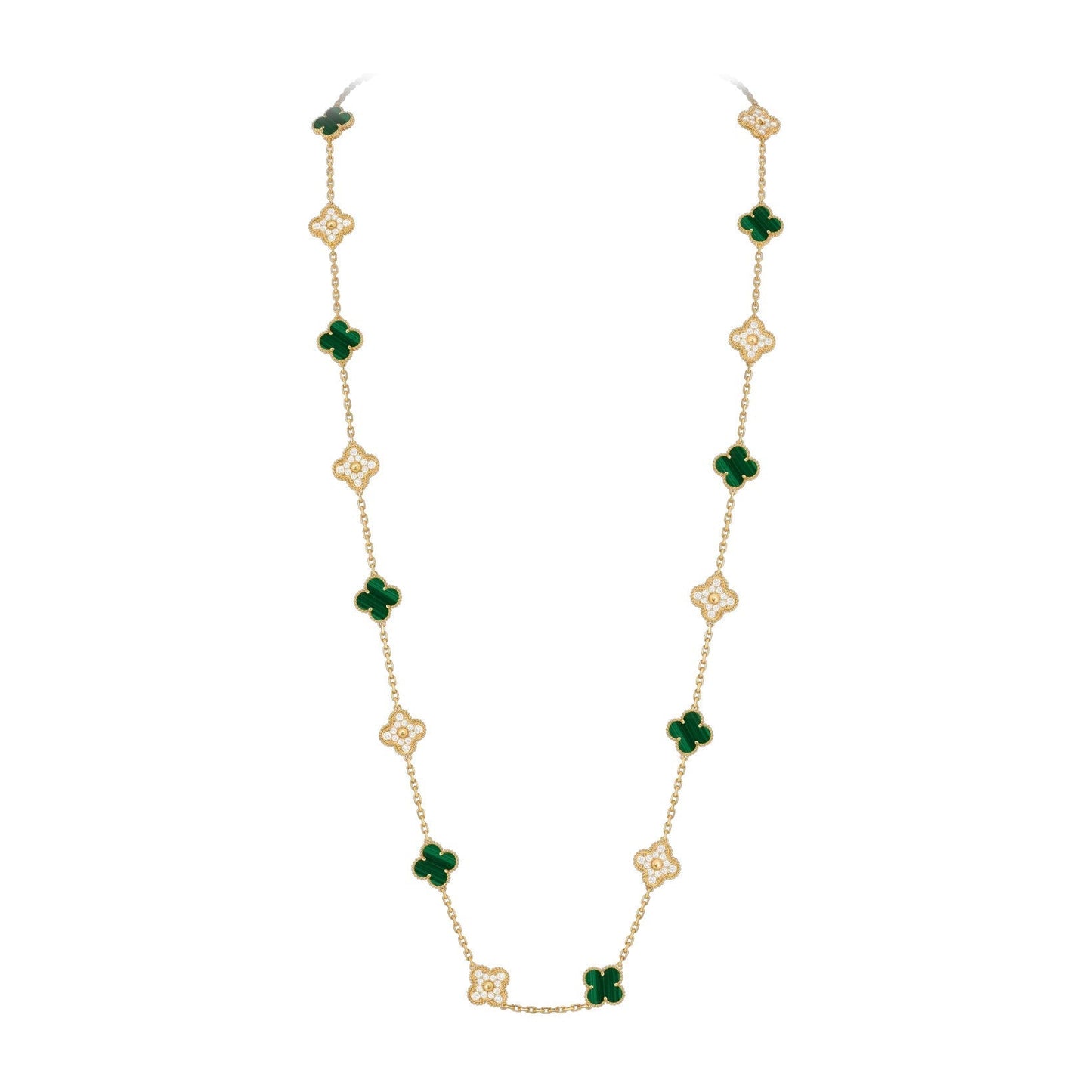 [Saipan]CLASSIC 20-MOTIF LUCKY CLOVER LONG NECKLACE GOLD COLLECTION