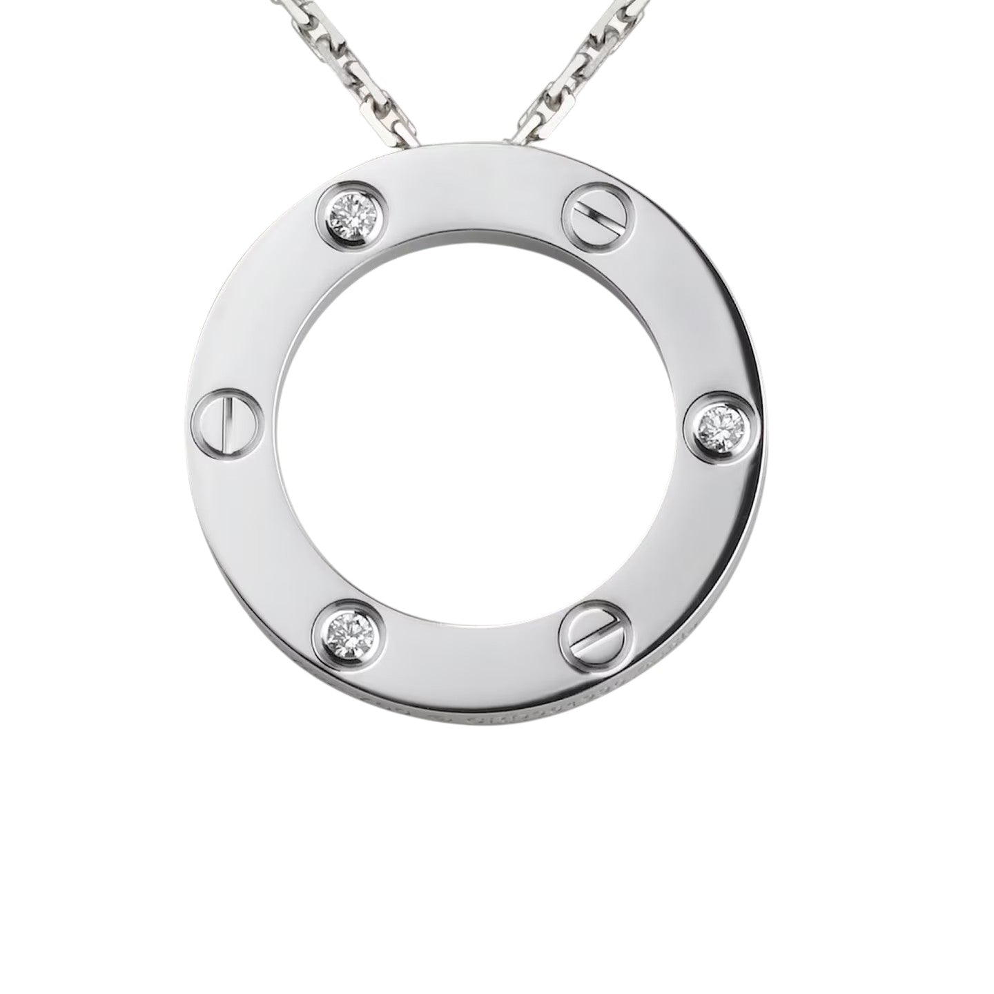 [Saipan]LOVE LARGE CIRCULAR PENDANT 3-DIAMOND NECKLACE