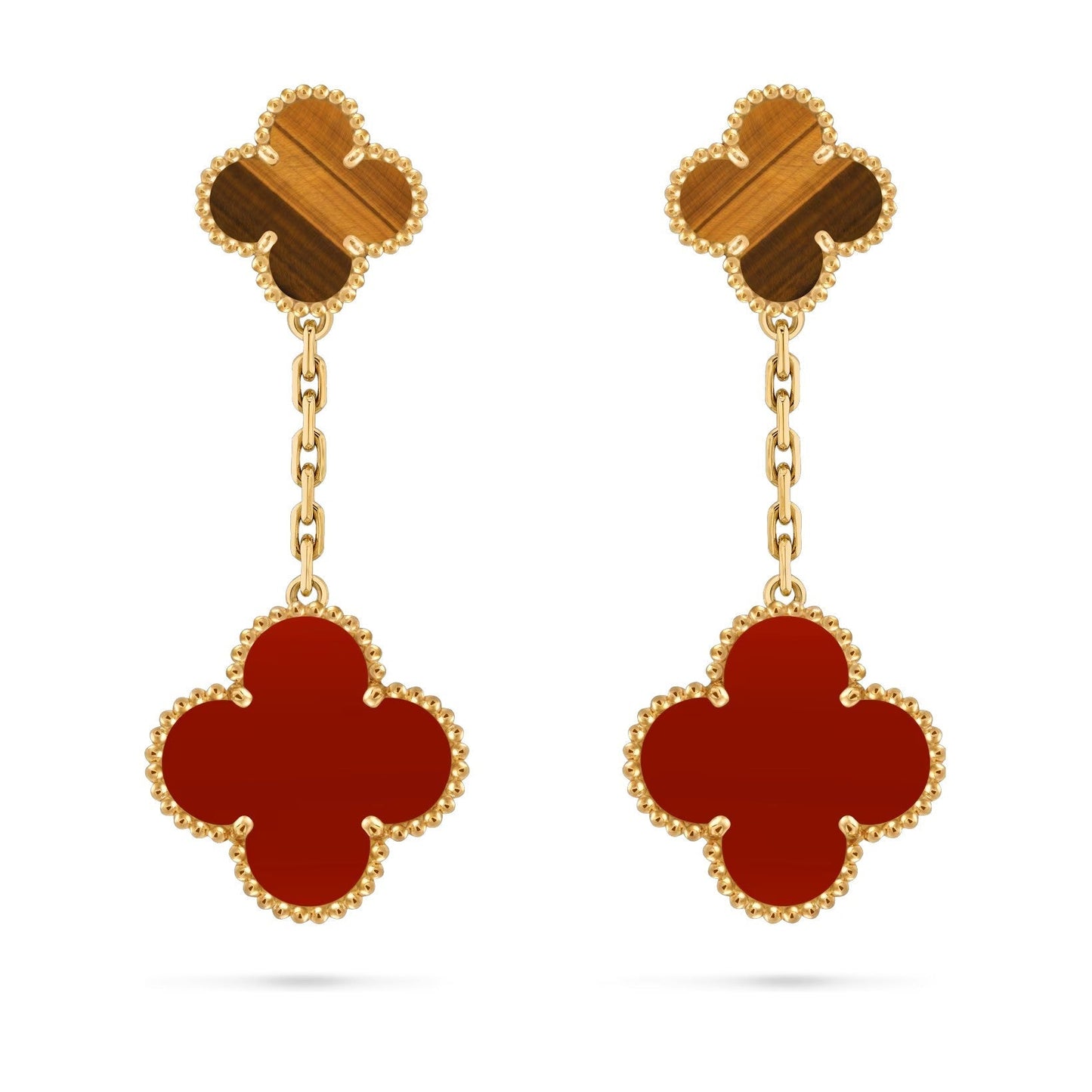 [Saipan]CLOVER DUAL-MOTIF STATEMENT STUD EARRINGS - DOUBLE-CHARM COLLECTION