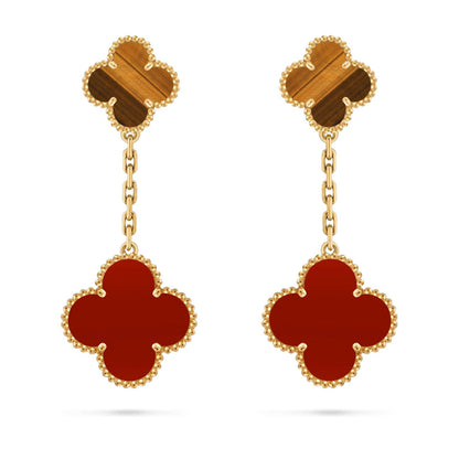 [Saipan]CLOVER DUAL-MOTIF STATEMENT STUD EARRINGS - DOUBLE-CHARM COLLECTION