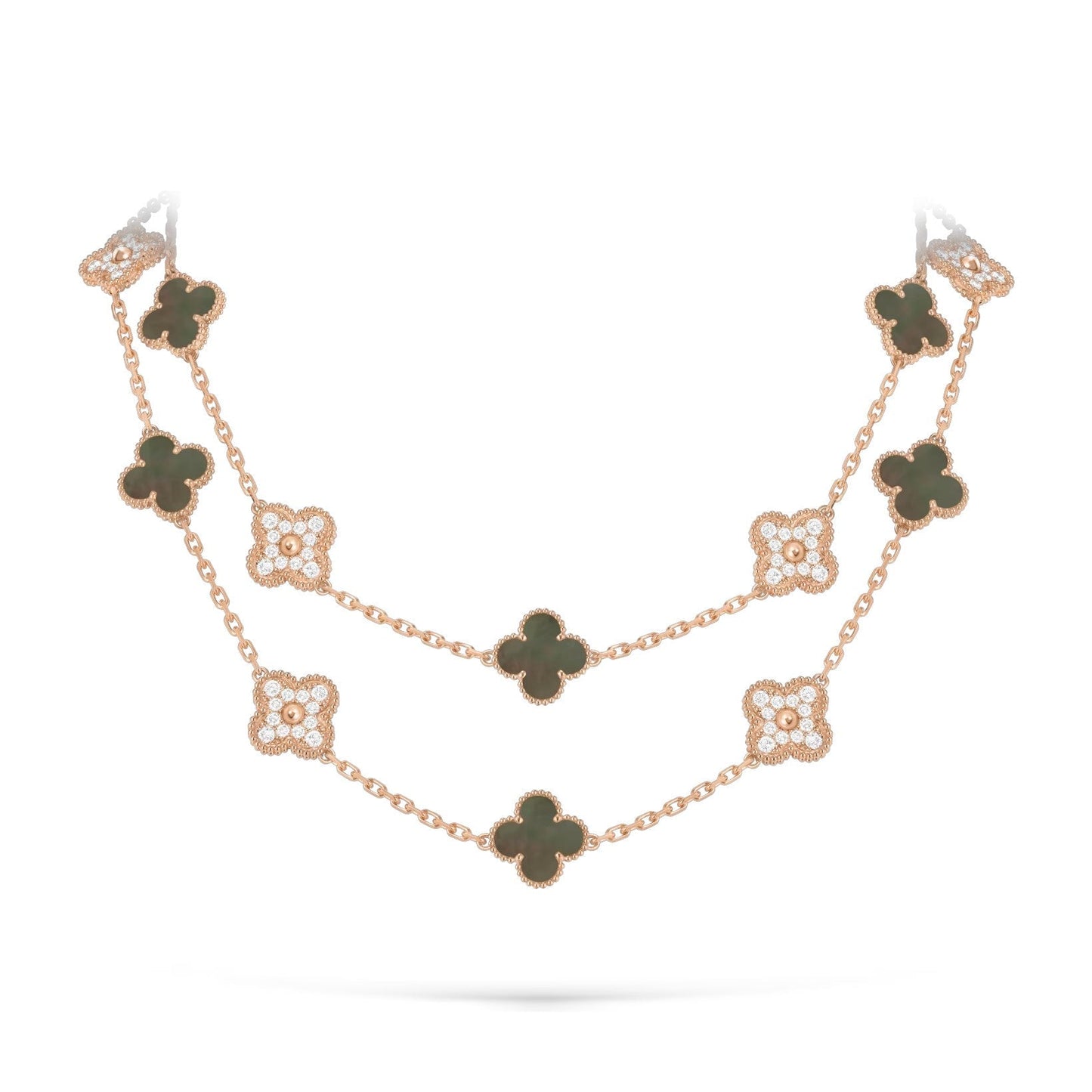 [Saipan]CLASSIC 20-MOTIF LUCKY CLOVER LONG NECKLACE ROSE GOLD COLLECTION
