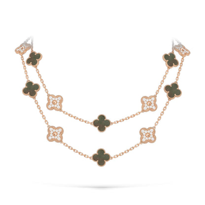 [Saipan]CLASSIC 20-MOTIF LUCKY CLOVER LONG NECKLACE ROSE GOLD COLLECTION