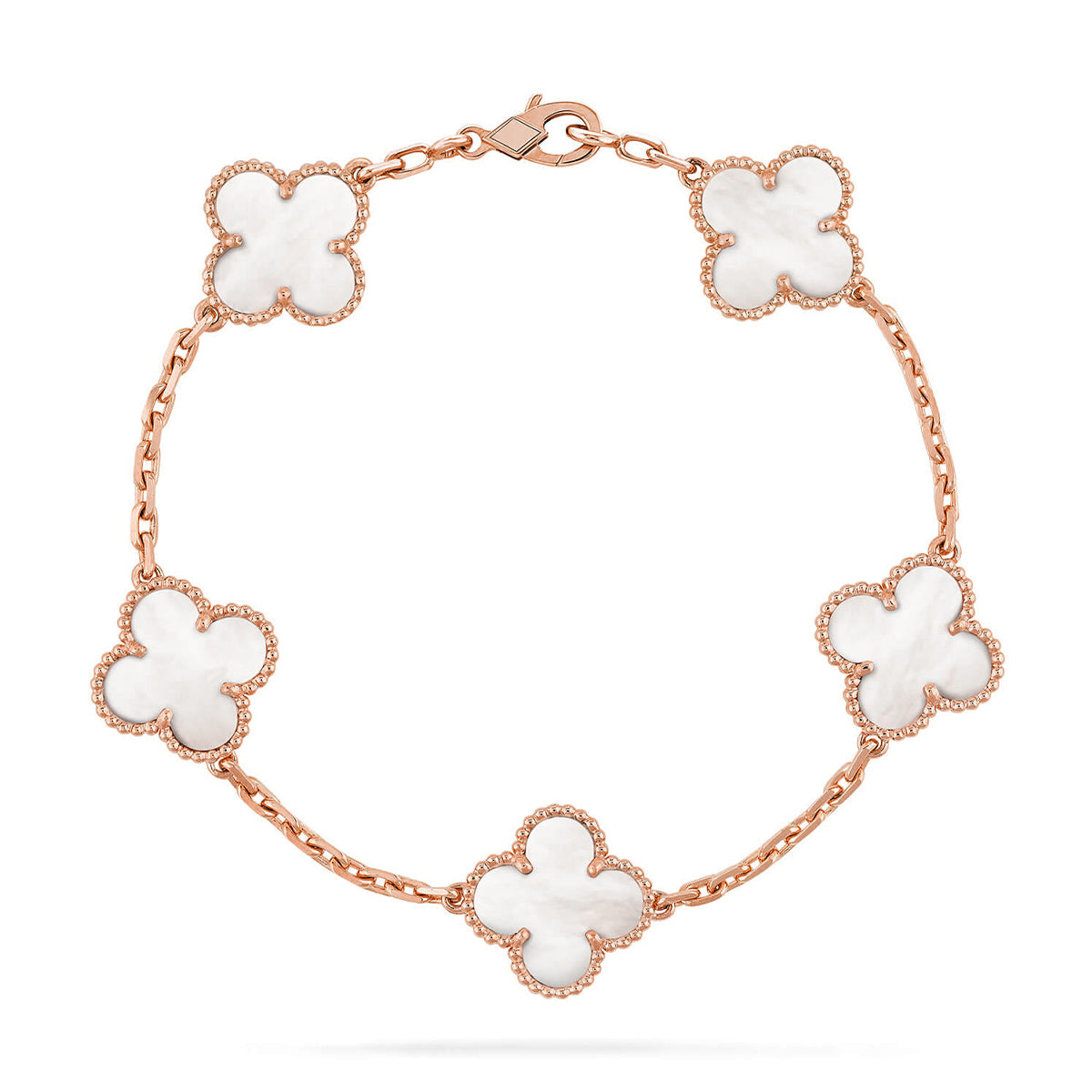 [Saipan]LUCKY CLOVER 5-MOTIF BRACELET - WHITE MOTHER-OF-PEARL COLLECTION