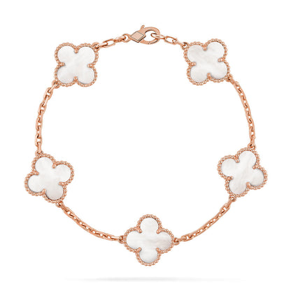 [Saipan]LUCKY CLOVER 5-MOTIF BRACELET - WHITE MOTHER-OF-PEARL COLLECTION