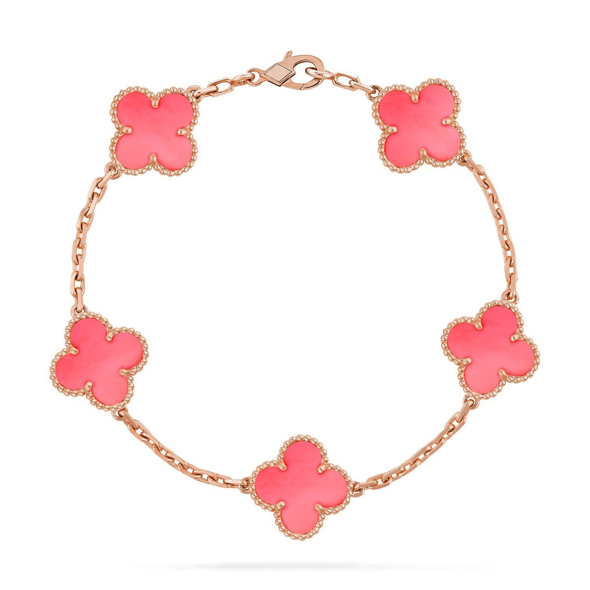[Saipan]LUCKY CLOVER 5-MOTIF BRACELET - PINK MOTHER-OF-PEARL COLLECTION