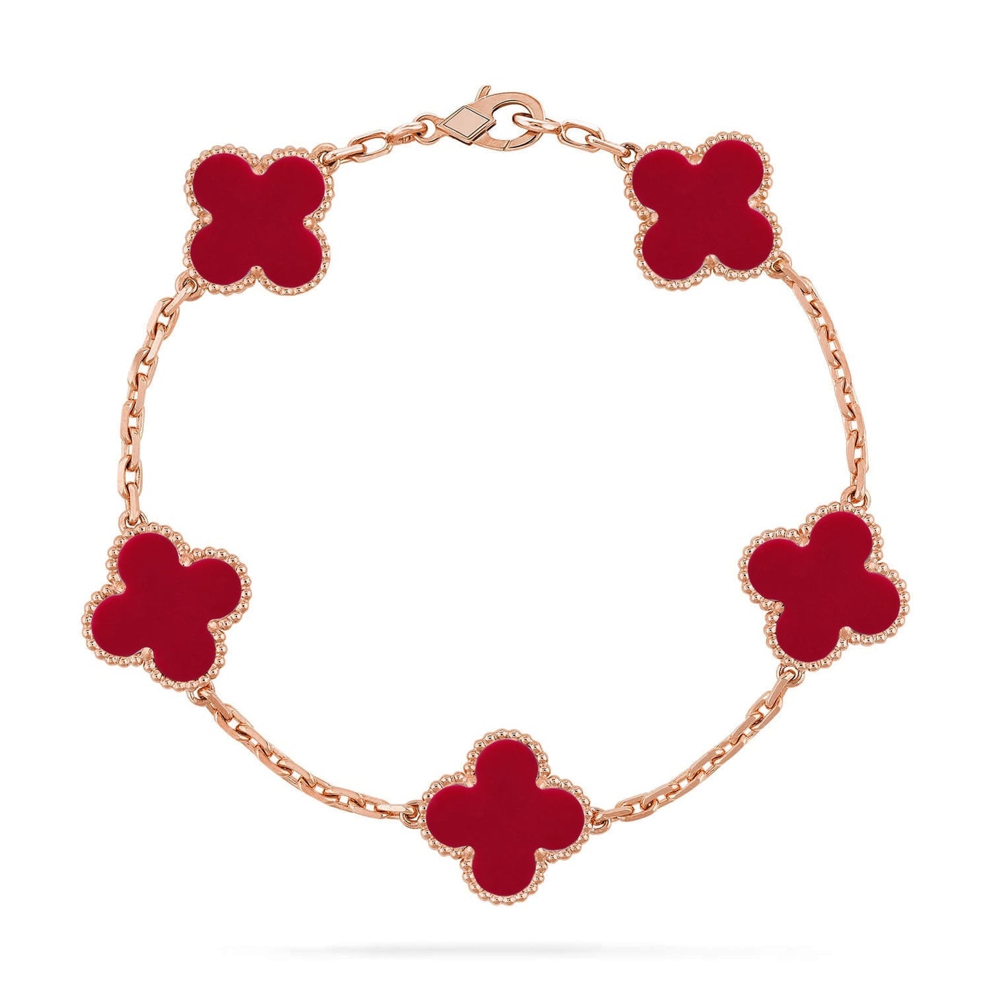 [Saipan]LUCKY CLOVER 5-MOTIF BRACELET - RED CARNELIAN COLLECTION