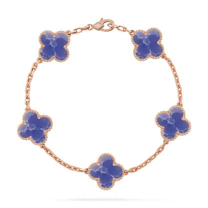 [Saipan]LUCKY CLOVER 5-MOTIF BRACELET - BLUE LARIMAR COLLECTION