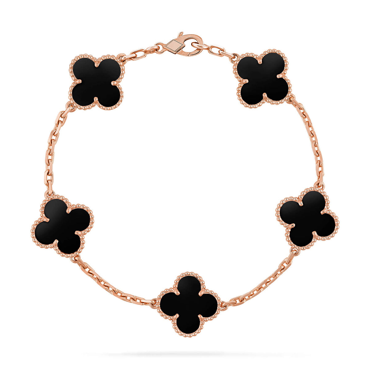 [Saipan]LUCKY CLOVER 5-MOTIF BRACELET - BLACK OXNY COLLECTION
