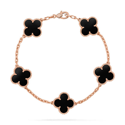[Saipan]LUCKY CLOVER 5-MOTIF BRACELET - BLACK OXNY COLLECTION