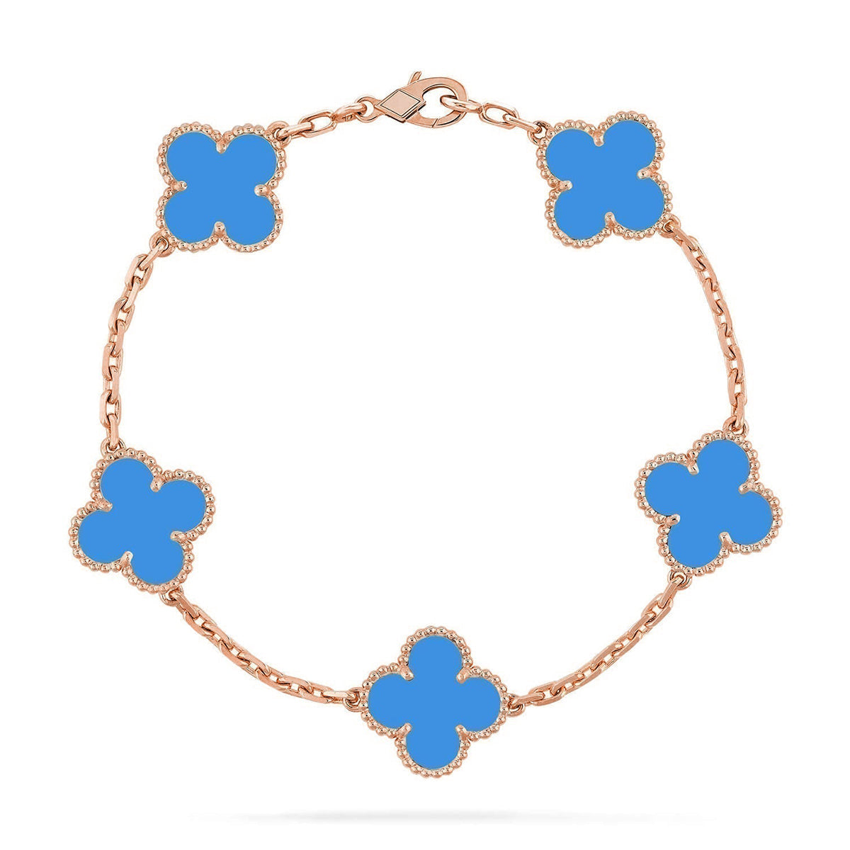 [Saipan]LUCKY CLOVER 5-MOTIF BRACELET - BLUE AGATE COLLECTION